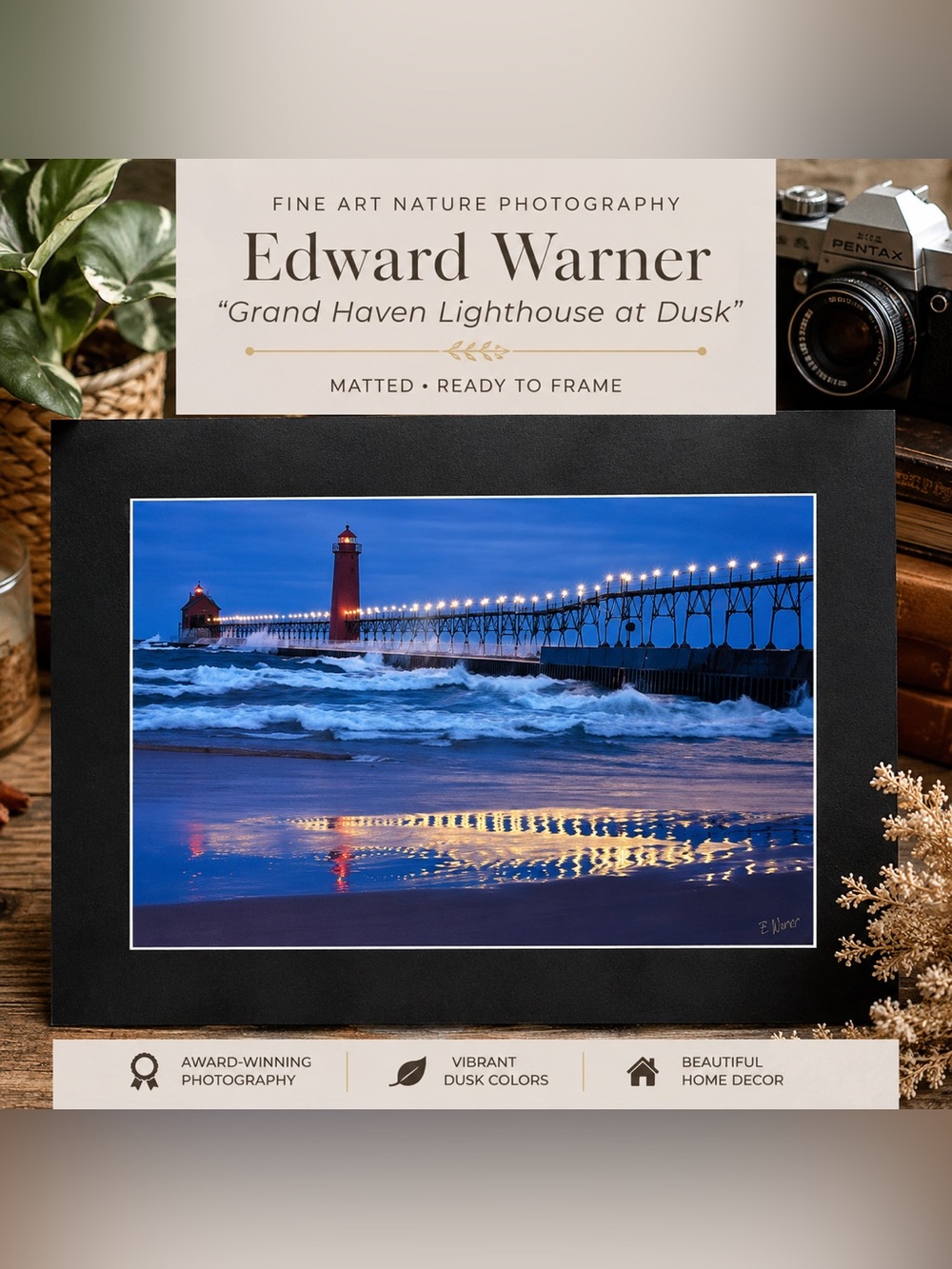 “Grand Haven Lighthouse at Dusk” – Edward Warner Fine Art Photography